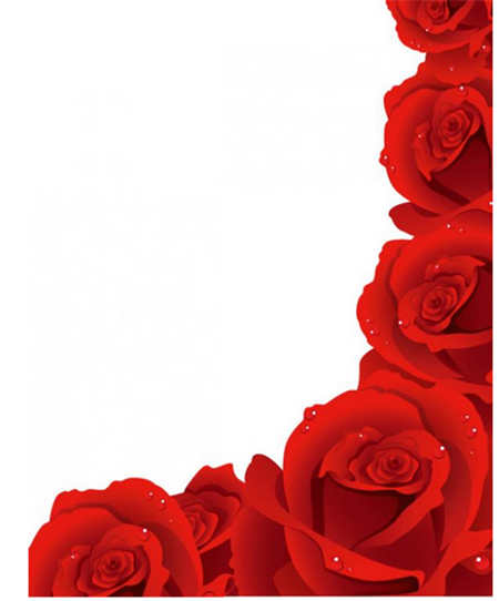 黑板报花边：红色玫瑰花