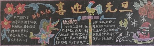 迎新年黑板报:难忘元旦味 迎新年黑板报:难忘元旦味