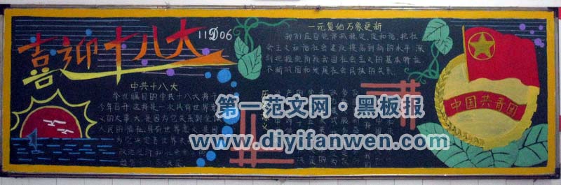 喜迎十八大黑板报
