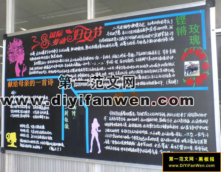 工厂小区庆祝三八妇女黑板报设计图片