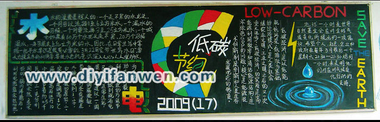 低碳节约黑板报图片