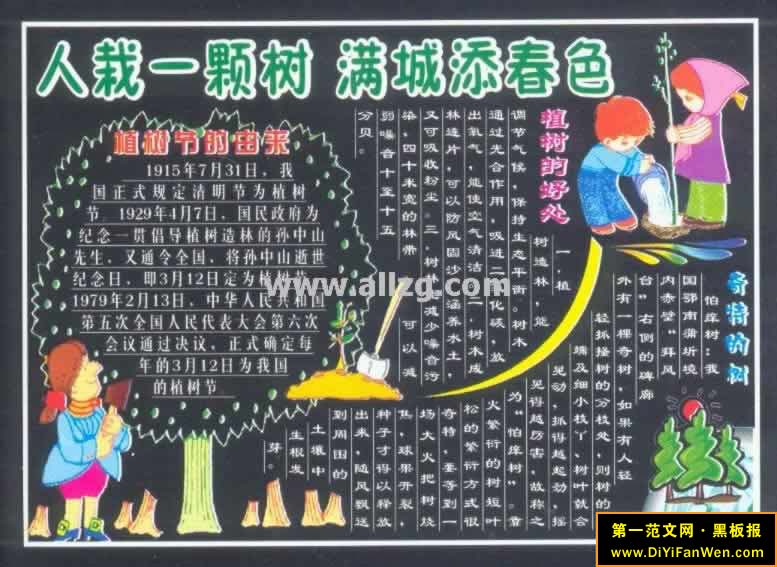 优秀植树节黑板报