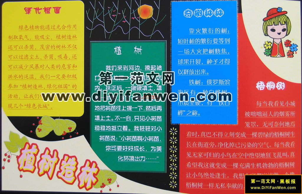 植树节彩色宣传板报