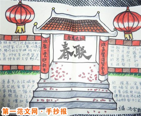 迎新年手抄报：春节贴“福”字