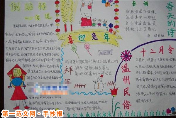 春节手抄报:倒福的传说 春节手抄报:倒福的传说