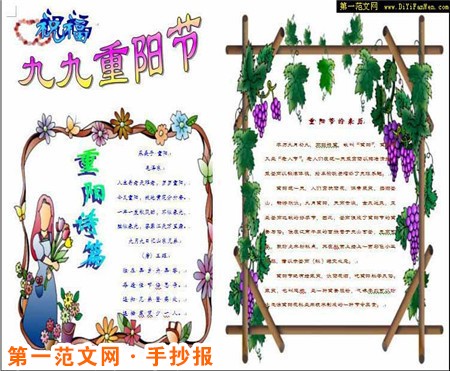 重阳节手抄报:赏菊并饮菊花酒 重阳节手抄报:赏菊并饮菊花酒