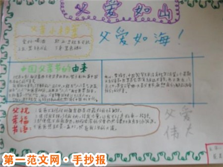 父亲节手抄报：彩色文字效果的手抄报