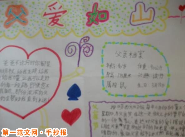 父亲节手抄报：简单小学生版面设计图