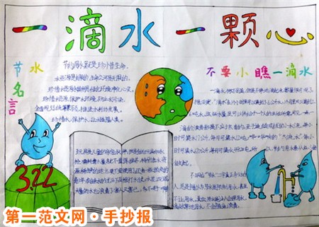 节约用水手抄报资料：一滴水一颗心