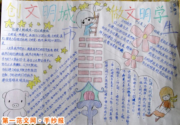 创建文明城市手抄报：创文明城市 做文明学生
