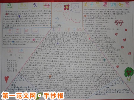 感恩教育手抄报：天下父母之心尤为贵